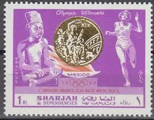 Sharjah Mi.Nr. 521A Olympia 1968 Mexiko, Siegerin Besson (1)