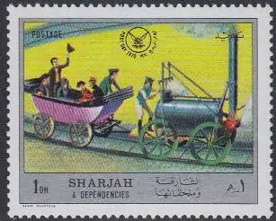 Sharjah Mi.Nr. 792A Eisenbahnen, Alte Eisenbahn (1Dh)