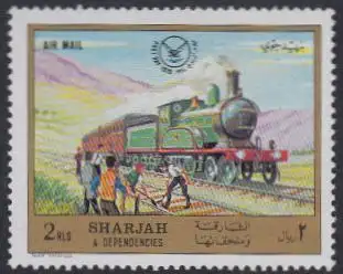 Sharjah Mi.Nr. 801A Eisenbahnen, Bahn der Gegenwart, Gleisarbeiten (2R)