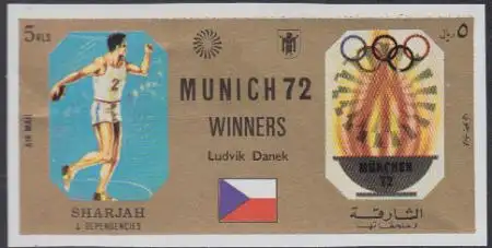 Sharjah Mi.Nr. 1171B Olympia 1972 München, Sieger Ludvik Danek (5)