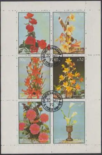 Sharjah Mi.Nr. Klbg.1210-15A Blumen, u.a. Rosen, Lilien, Narzissen