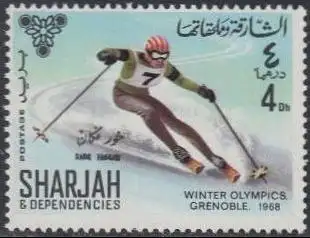 Sharjah Khor Fakkan Mi.Nr. 159A Olympia 1968 Grenoble, Skiabfahrt (4)
