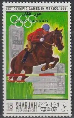 Sharjah Khor Fakkan Mi.Nr. 171A Olympia 1968 Mexiko, Springreiten (10)