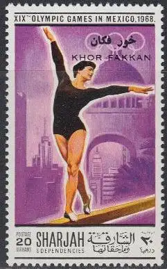 Sharjah Khor Fakkan Mi.Nr. 172A Olympia 1968 Mexiko, Turnen Schwebebalken (20)