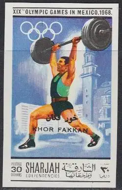 Sharjah Khor Fakkan Mi.Nr. 173B Olympia 1968 Mexiko, Gewichtheben (30)