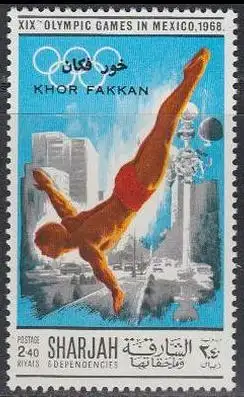 Sharjah Khor Fakkan Mi.Nr. 175A Olympia 1968 Mexiko, Turmspringen (2,40)