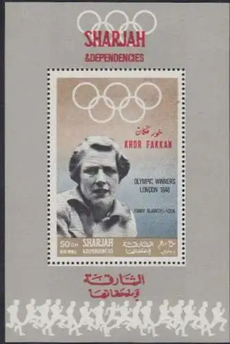 Sharjah Khor Fakkan Mi.Nr. 220Sb Olympiasiegerin 1948 Fanny Blankers-Koen (50)
