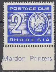 Rhodesien Mi.Nr. P 12 Portomarke, Ziffer + Detail aus Staatswappen (2)