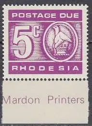 Rhodesien Mi.Nr. P 13 Portomarke, Ziffer + Detail aus Staatswappen (5)