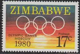 Simbabwe Mi.Nr. 246 Olymp. Sommerspiele Moskau 1980, Olympische Ringe (17)