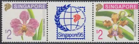 Singapur Mi.Nr. Zdr.761A/Zf/762A Int.Ausstellung SINGAPORE '95, Orchideen 