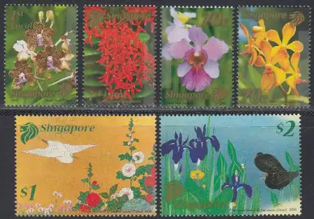 Singapur Mi.Nr. 1620-25IA Blumen (6 Werte)
