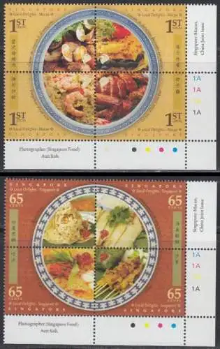 Singapur Mi.Nr. Zdr.1794-97+1798-1801 (2 Zus.drucke) Speisen Macau und Singapur 