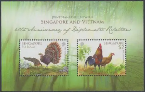 Singapur MiNr. Block 196 Freundschaft mit Vietnam, Pfaufasan, Bankivahuhn