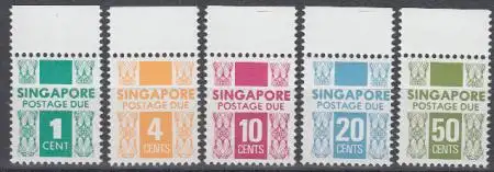 Singapur Mi.Nr. P14-18xA Portomarken 2. Ziffernzeichnung (5 Werte)