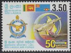 Sri Lanka Mi.Nr. 1287 50J. Luftwaffe Jagdflugzeug der Sri Lanka Air Force (3,50)