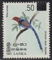 Sri Lanka Mi.Nr. 1485 Freim. Vögel, Blauschweifkitta, 512 m.Aufdr. (,50 a..10)