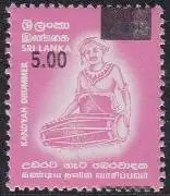 Sri Lanka Mi.Nr. 1618 Freim. Trommler, MiNr. 1313 mit Aufdruck (5,00 a.4,00)