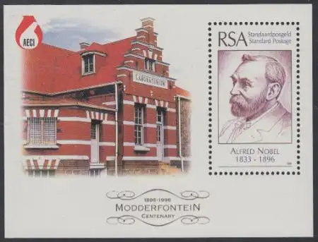 Südafrika Mi.Nr. Block 50 100Jahre Nobel-Testament, Alfred Nobel