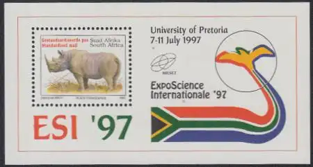 Südafrika Mi.Nr. Block 60 Wissenschaftsmesse EXPO Science '97, Nashorn