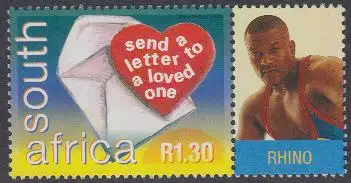 Südafrika Mi.Nr. 1281C Weltposttag, Briefumschlag, Herz (1,30 mit Zierfeld)