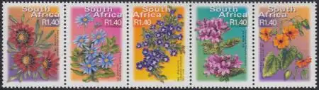 Südafrika Mi.Nr. Zdr.1363-67 Freim. Fauna und Flora, Blüten (Fünferstreifen)