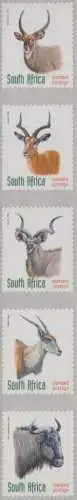 Südafrika Mi.Nr. 1150-54BA Freim. Einheimische Tiere, skl. (Fünferstreifen)