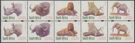 Südafrika Mi.Nr. Zdr.1117-21DS/ES (2x) Freim.Wildtiere u.a.Elefant, Löwe,Leopard