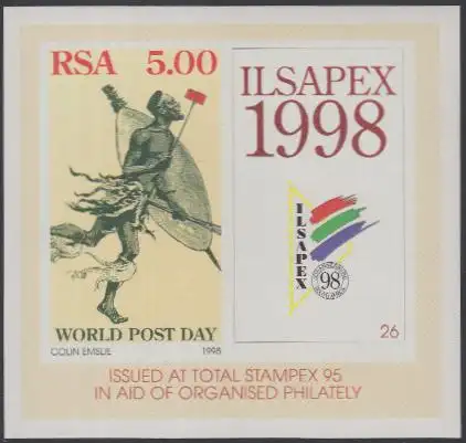 Südafrika Mi.Nr. Block 39 Briefmarkenausstellung STAMPEX '95, Postläufer