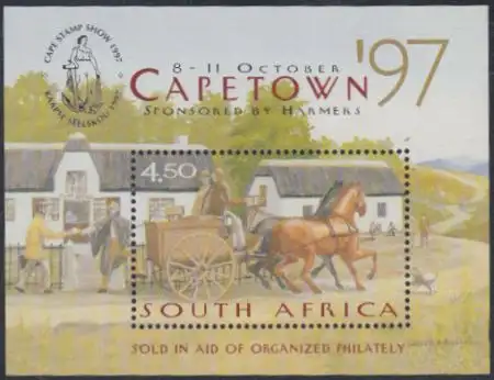 Südafrika Mi.Nr. Block 64 Briefmarkenausstellung CAPE STAMP SHOW '97, Pferdepost