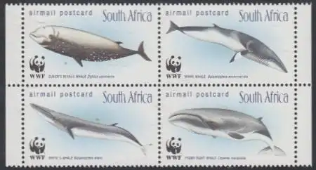 Südafrika Mi.Nr. Zdr.1177-80 Weltweiter Naturschutz, Wale (Viererblock)