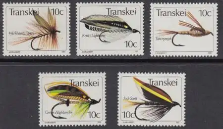 Südafrika - Transkei Mi.Nr. 83-87 Künstliche Fliegen als Angelhaken (5 Werte)