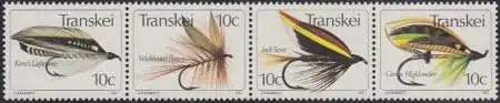 Südafrika - Transkei Mi.Nr. Zdr.84,83,87,86 waag. Künstliche Fliegen 