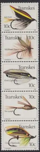 Südafrika - Transkei Mi.Nr. Zdr.87,83,84,85,86 senkr. Künstliche Fliegen 