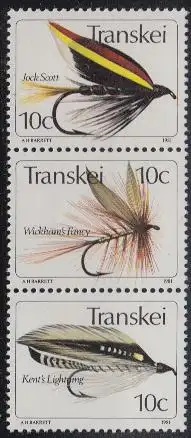 Südafrika - Transkei Mi.Nr. Zdr.87,83,84 senkr. Künstliche Fliegen 