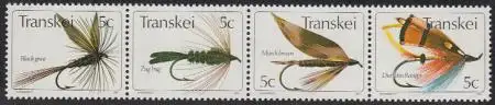 Südafrika - Transkei Mi.Nr. Zdr.67,68,69,65 waag. Künstliche Fliegen 