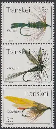 Südafrika - Transkei Mi.Nr. Zdr.68,67,66 senkr. Künstliche Fliegen 