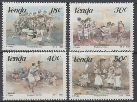 Südafrika - Venda Mi.Nr. 187-90 Traditionelle Tänze (4 Werte)