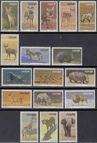 Südwestafrika Mi.Nr. 476-92x Freim. Wildlebende Säugetiere (17 Werte)