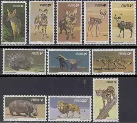 Südwestafrika Mi.Nr. 476-91y Freim. Wildlebende Säugetiere (11 Werte)