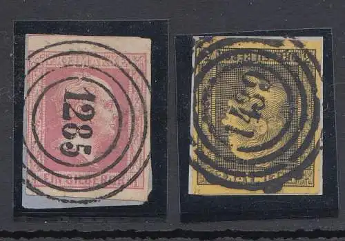 Preußen, aus Mi.Nr. 2-6 mit 20 verschiedenen Nummernstempeln