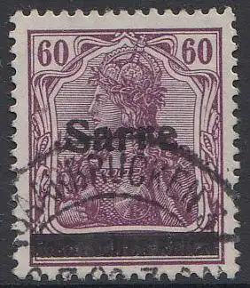 Saargebiet Mi.Nr. 14 b I Marke Deutsches Reich, Germania mit Aufdruck Sarre (60)