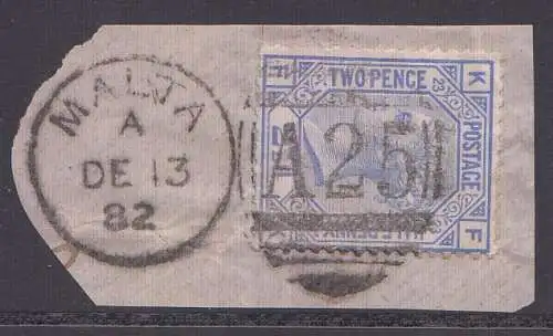 Großbritannien Mi.Nr. 59 Königin Victoria (2 1/2 P.), Stempel "MALTA A25"