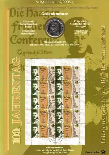 D,Bund, Bertha von Suttner (Numisblatt 5/2005)