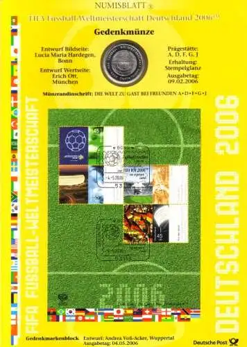 D,Bund, Fußball WM in Deutschland (WM Numisblatt 2006)