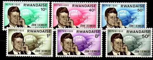 Ruanda Mi.Nr. 129-134A John F. Kennedy, Erdkugel, Satellit (6 Werte)