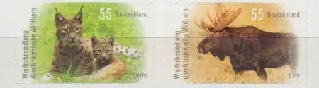 D,Bund Mi.Nr. 2921-22 a.Fol. Heimische Wildtiere, selbstkl.a.Folienbogen (2 W.)