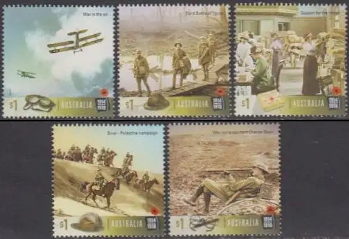 Australien MiNr. 4615-19 1.Weltkrieg, Das Jahr 1917 (5 Werte)