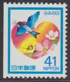 Japan Mi.Nr. 1977Dl Tag des Briefschreibens, Vogel mit Brief, Blumen (41)