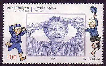 D,Bund Mi.Nr. 2629 100. Geb. Astrid Lindgren, Kinderbuchfigur Michel (100)
